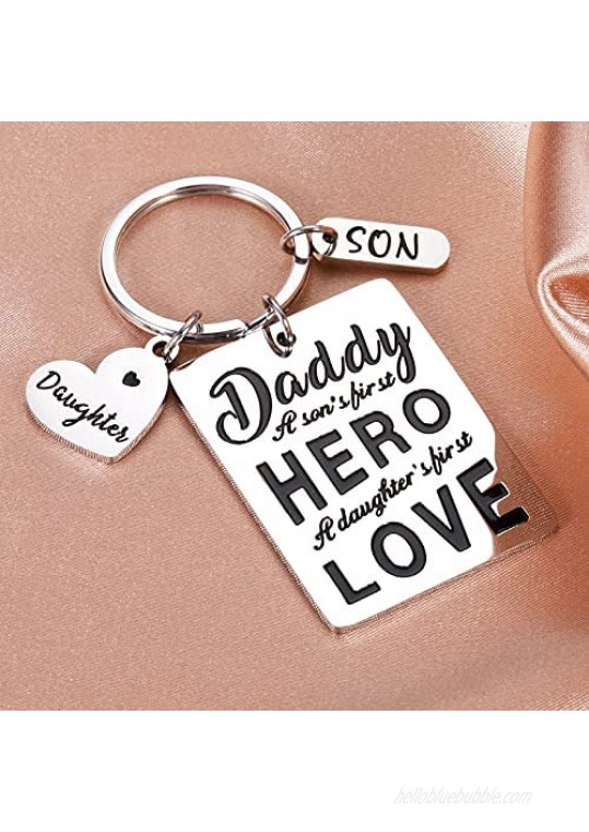 Dad Gifts from Daughter Son Father’s Day Gifts Keychain for Daddy Birthday Christmas Presents New Dad Stepdad Bonus Dad Husband Gifts from Kids Wife Valentines Father of the Bride Keyring for Men Papa