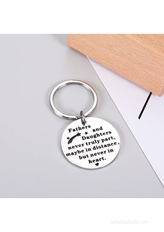 Dad Keychain from Daughter Fathers Day Gifts to Daddy Papa Stepdad from Girl Kids Stepdaughter Birthday Christmas Long Distance Family Keyring for Him New Dad to Be Jewelry for Husband from Wife