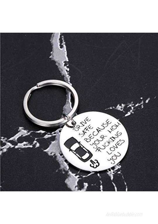 Drive Safe Keychain for Teen Or Adult Son Daughter from Mom Keyring Gifts for Him Her Men Women New Driver Trucker Courier Back to School Work Birthday Valentines Christmas Anniversary Daily Present