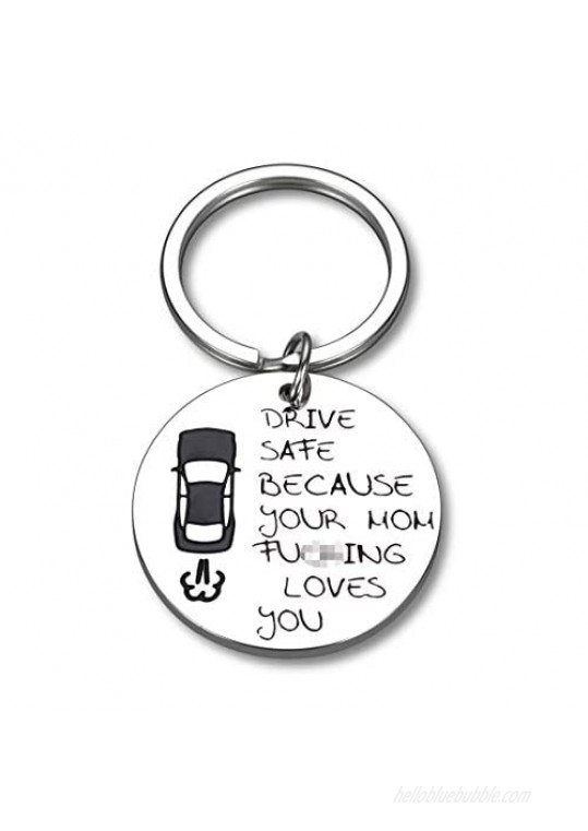 Drive Safe Keychain for Teen Or Adult Son Daughter from Mom Keyring Gifts for Him Her Men Women New Driver Trucker Courier Back to School Work Birthday Valentines Christmas Anniversary Daily Present