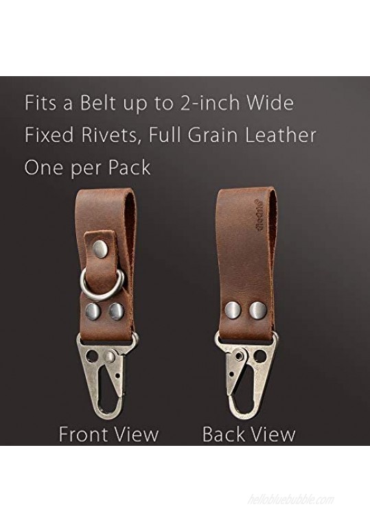 EDC Leather Belt Keychain Key Ring Holder Heavy Duty Belt Clip Key Chain Fob for Men Tactical Keyring Holder for Belt Solid Key Clip Key Chain Premium Leather.Chestnut.