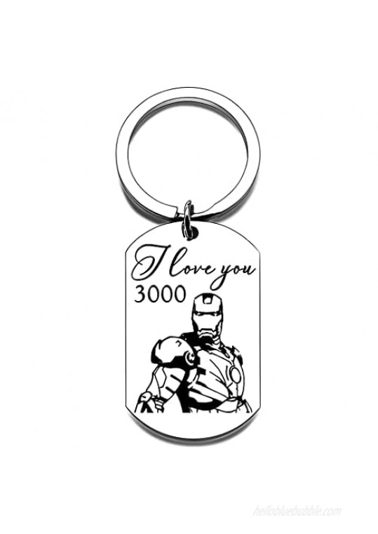 Father's Day Gift - Dad Gift from Daughter SonI Love You 3000 Keychain for Boyfriend Girlfriend Iron Man Avengers Endgame Avengers Fan Gift Tony Stark Couple Birthday Gift for Her Him Women Men