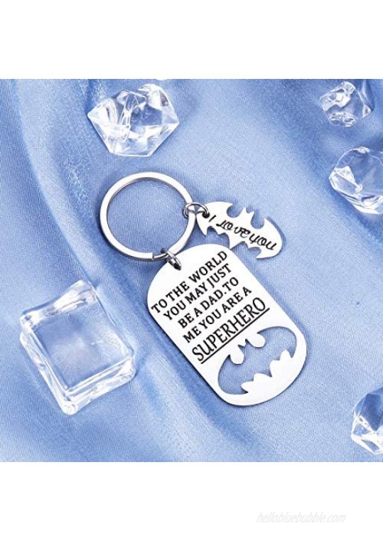 Fathers Day Gift Keychain Daddy Birthday for Step Dad in Law Husband from Daughter Son Wife You are A Superhero I Love You Wedding Anniversary Valentines Day Christmas for Men Him