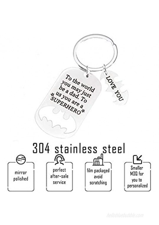 Father's Day Gifts for Dad Keychain Dad Birthday Keychain for Daddy Stepdad from Kids Stainless Steel with Gift Box