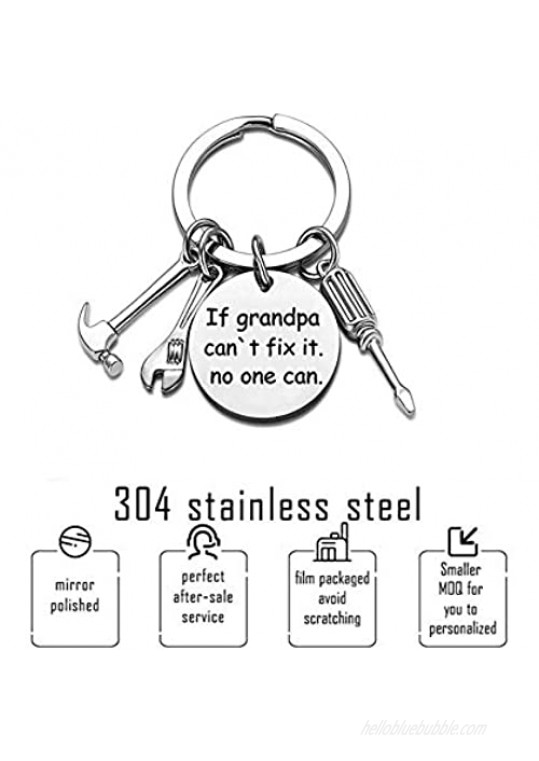 Father's Day Gifts for Grandpa Keychain Birthday Gifts Keychain for Papa Grandfather Stainless Steel with Gift Box