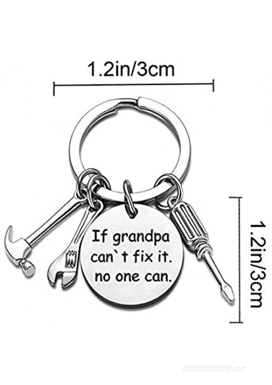 Father's Day Gifts for Grandpa Keychain Birthday Gifts Keychain for Papa Grandfather Stainless Steel with Gift Box