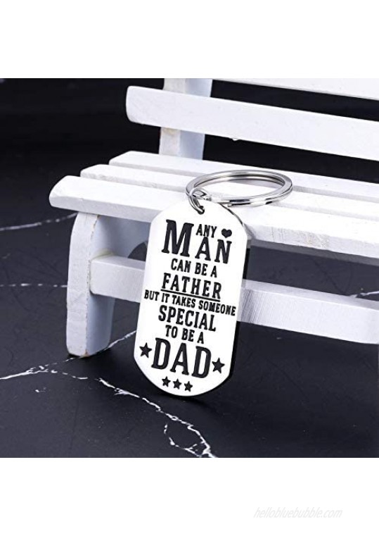 Father's Day Gifts from Daughter Son Kids Stepdad Daddy Keychain Men Dad Papa Father Stepfather Birthday Christmas Wedding Gifts Valentine's Day Jewelry Any Man Can Be A Father Key Ring Tag