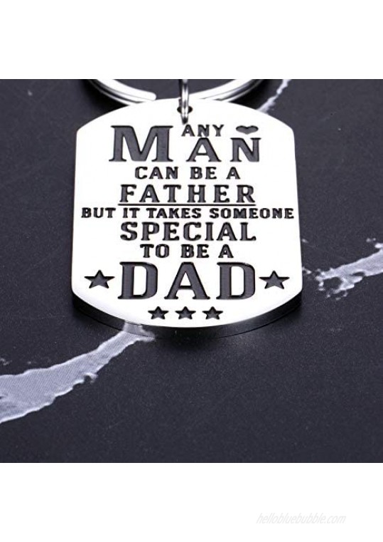 Father's Day Gifts from Daughter Son Kids Stepdad Daddy Keychain Men Dad Papa Father Stepfather Birthday Christmas Wedding Gifts Valentine's Day Jewelry Any Man Can Be A Father Key Ring Tag