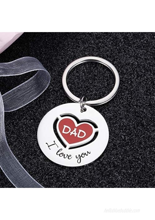 Fathers Day Gifts Keychain for Dad Daddy Step Father to Be Husband Key Chain for Birthday Wedding Anniversary from Daughter Son Kids Wife for Men I Love You Father of The Bride Groom Keyring