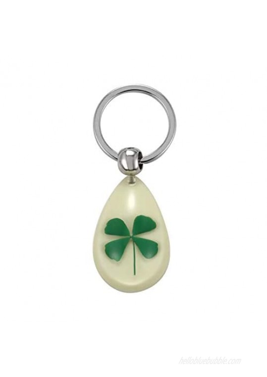 FM FM42 Dried Leaves Lucky Real 4-Leaf Clover Simulated Resin Glow in the Dark Key ring Keychains KC1010