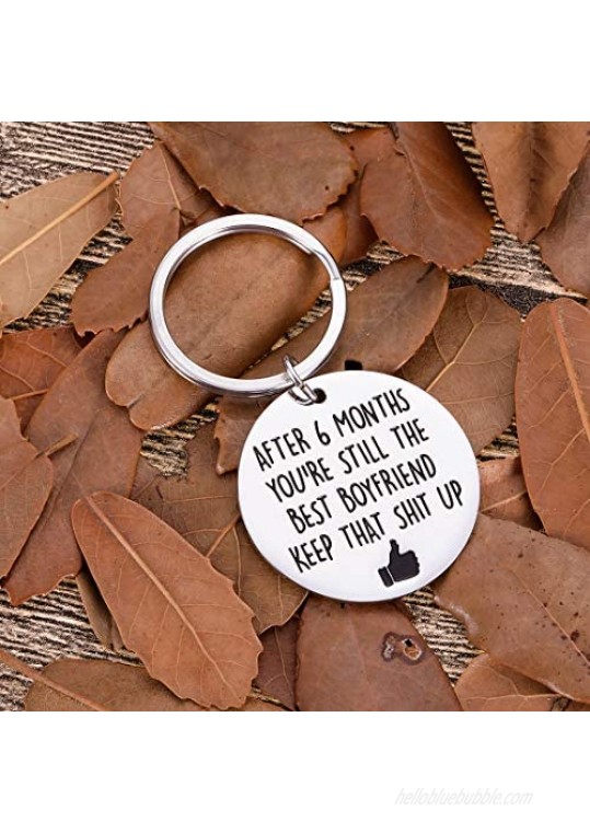 Funny 6 Month Anniversary Valentine Gifts for Boyfriend Keychain Gag Gifts for Him from Her Girlfriend to Boyfriend Birthday Encouragement Gifts to My Men Keep It Up Present Keyring