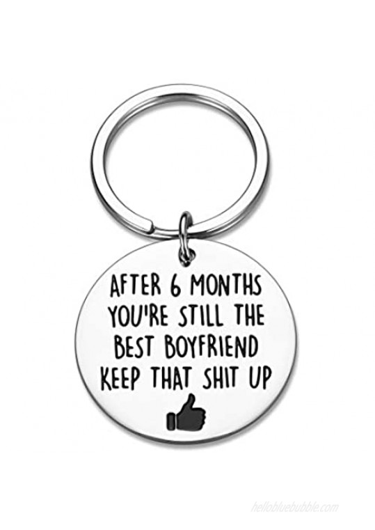 Funny 6 Month Anniversary Valentine Gifts for Boyfriend Keychain Gag Gifts for Him from Her Girlfriend to Boyfriend Birthday Encouragement Gifts to My Men Keep It Up Present Keyring