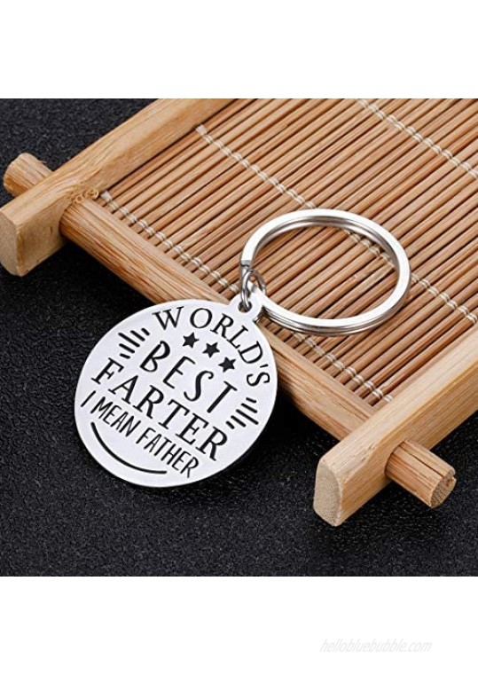 Funny Fathers Day Gifts for Dad Christmas Birthday Father in Law Papa Step Dad Gifts Husband from Kids Wife Daddy Keychain World's Best Farter I Mean Father