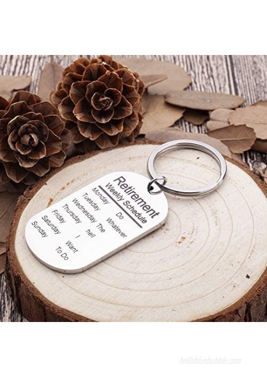 Funny Retirement Gifts Keychain for Men Women Coworker Retiree Calendar Gag Gifts Leaving Gifts for Dad Mom Nurses Teacher Military Army USAF Navy Dog Tag Key Ring