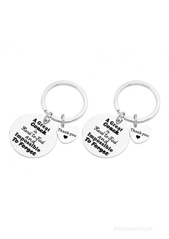 FY 2pcs Coach Keychains Sports Coach Gifts for Men Women Thank you keychains for Football Basketball Baseball Swimming Soccer coach