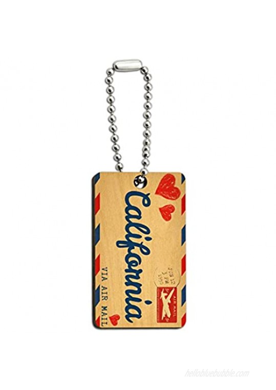 Graphics and More Air Mail Postcard Love for California Wood Wooden Rectangle Key Chain