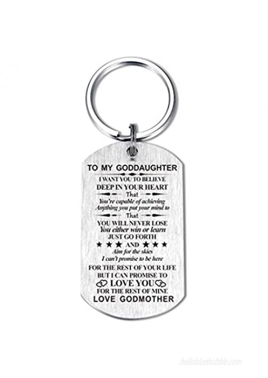 Inspirational Gift for Godson Goddaughter from Godmother Godfather I Want You to Believe Keychain for Birthday