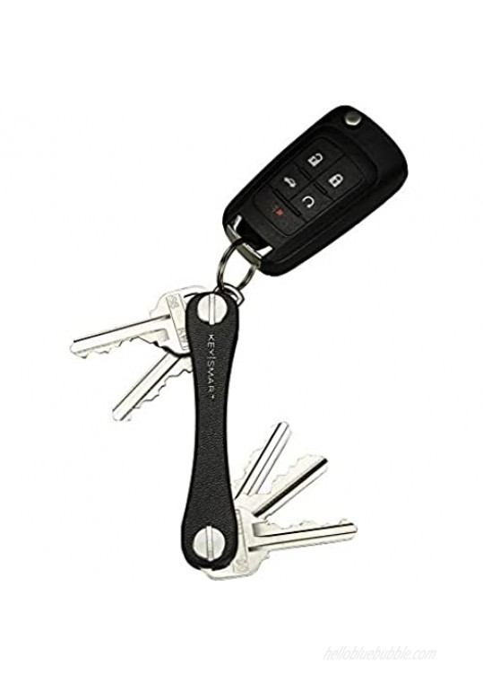 KeySmart Leather - Compact Key Holder & Pocket Keychain Organizer (up to 10 Keys  Black)