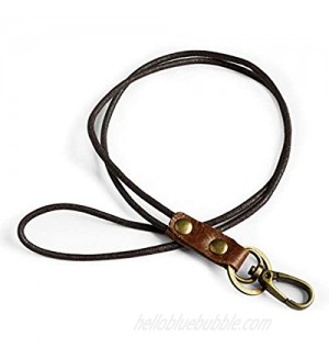 Leacther Lanyard-Vintage Leather Key Chain with Metal Lobster and Key Ring