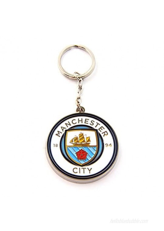 Manchester City FC Official Metal Football/Soccer Crest Keyring