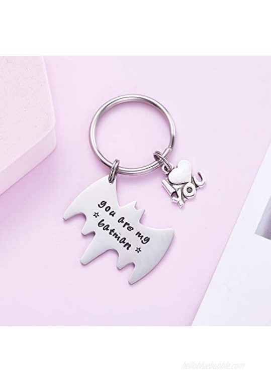 Melix Home Boyfriend Gifts Cute Keychain You are My Batman Superhero Gift for Husband