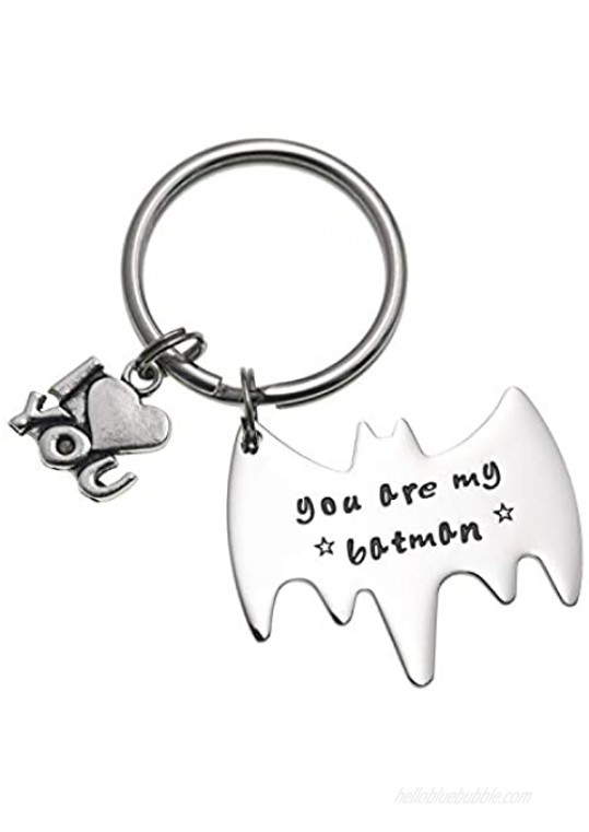 Melix Home Boyfriend Gifts Cute Keychain You are My Batman Superhero Gift for Husband