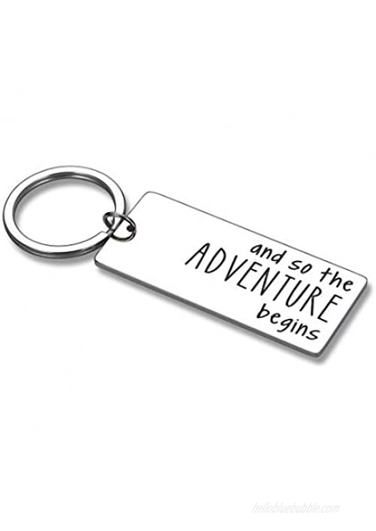 New Journey Keychain Retirement Moving Going Away Graduation Gifts for College Friends Coworkers New Job Home Life Wedding Divorce Gifts The Adventure Begins Inspirational Traveler Key Chain Him Her