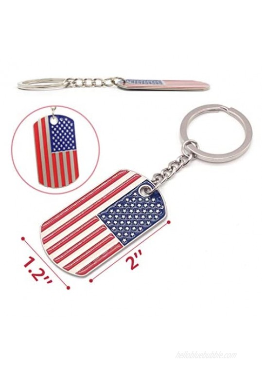 Official American Flag Keychains Set of 4 Pack - USA Patriotic Flag Keychain - Metal Key Rings Smooth Finish - Ranger Souvenir Men