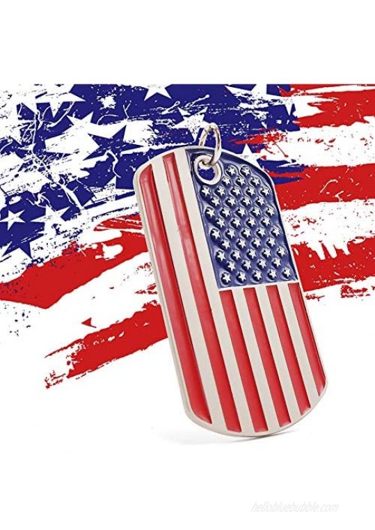 Official American Flag Keychains Set of 4 Pack - USA Patriotic Flag Keychain - Metal Key Rings Smooth Finish - Ranger Souvenir Men