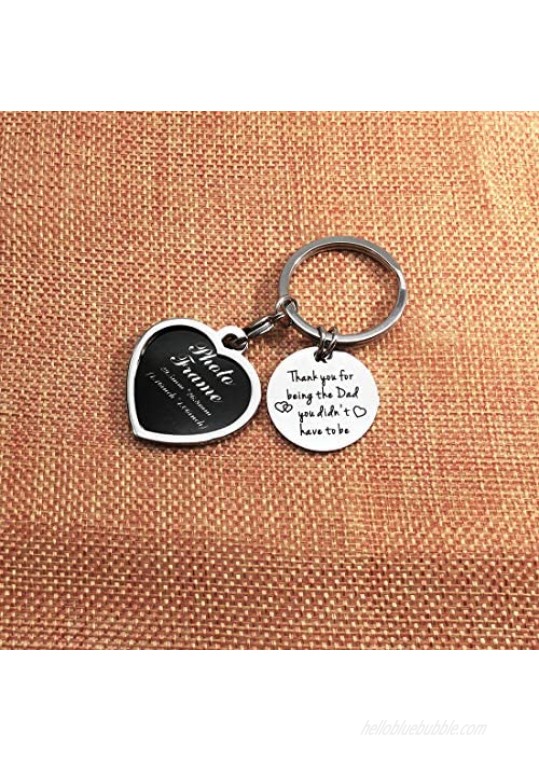Photo Frame Keychain Gifts for Step Dad Father's Day Birthday Wedding Keyring Present for Stepfather Thank You for Being The Dad You Didn’t Have to Be