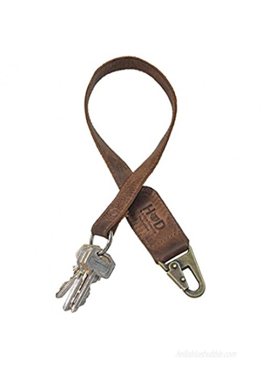 Rustic Leather Key Chain Lanyard Handmade by Hide & Drink :: Bourbon Brown