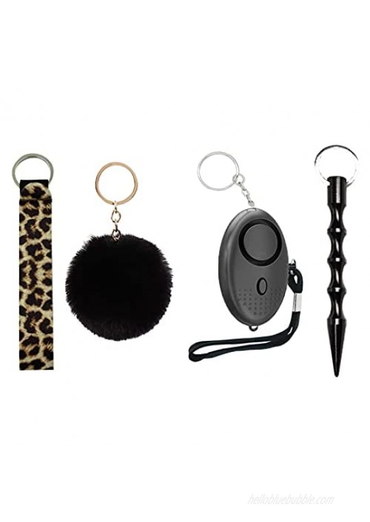 Safety Keychain Set For Women Sound Personal Alarm Wristlet Keychain Set With PomPom For Women/ Girls/Kids/Elderly