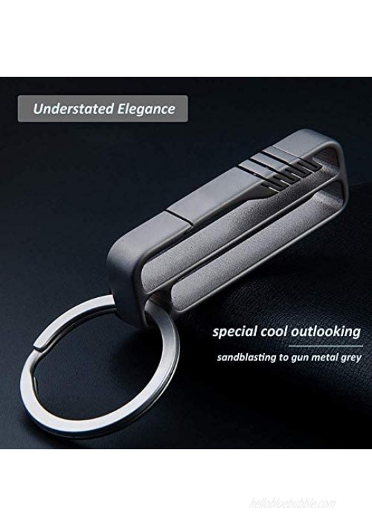 TISUR Belt Keychain Titanium Belt Loop Key Holder with Detachable Keyring for Men and Women