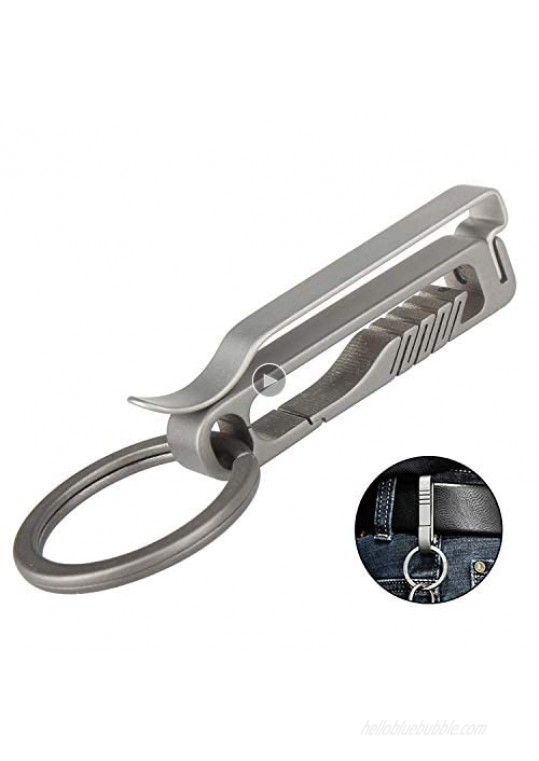 TISUR Belt Keychain Titanium Belt Loop Key Holder with Detachable Keyring for Men and Women