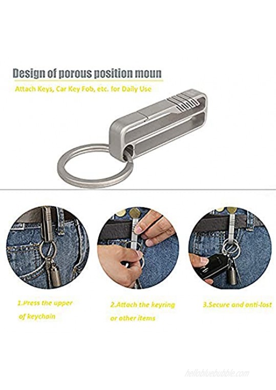 TISUR Key Chains for Mens Titanium Keychain Hook for Belt Belt Loop Key Holder with Detachable Key rings (BK2+D ring)