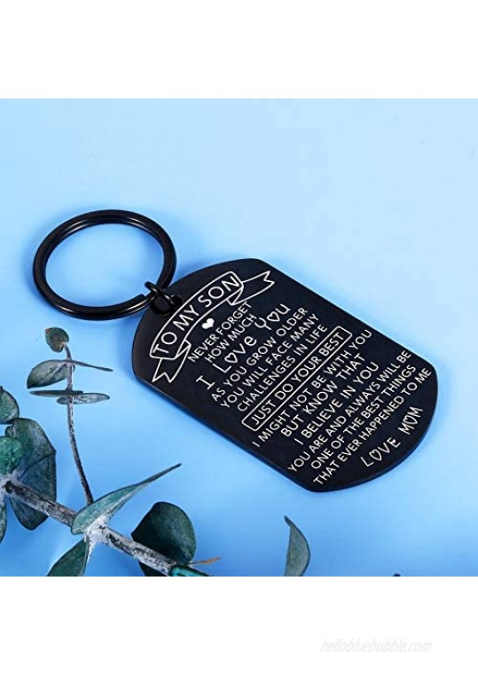 To My Son Keychain Inspirational Birthday Christmas Gifts for Teen Boy Adult Men Valentines Fathers Day Son in Law Gift from Mom Come of Age Back to School Graduation Wedding Key Ring Present Him