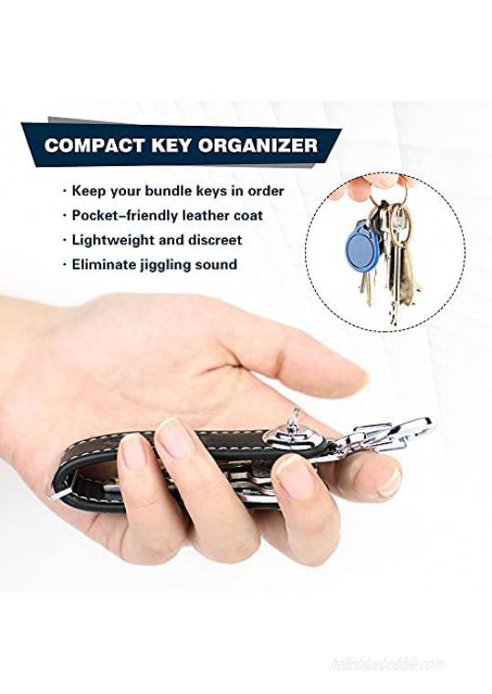 TONOS Leather Keychain - Compact Key Holder and Keychain Organizer for Bulk Keys & Car Fob Elegant Key Ring