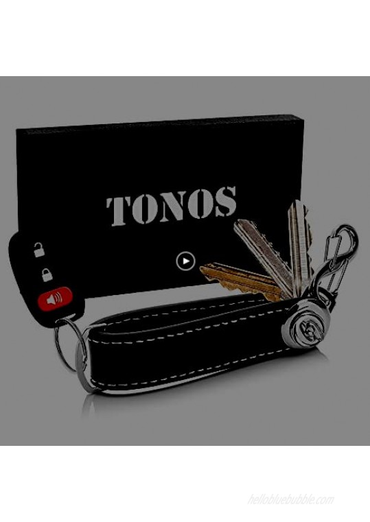 TONOS Leather Keychain - Compact Key Holder and Keychain Organizer for Bulk Keys & Car Fob Elegant Key Ring