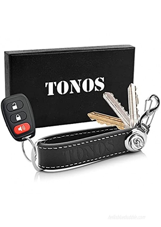 TONOS Leather Keychain - Compact Key Holder and Keychain Organizer for Bulk Keys & Car Fob  Elegant Key Ring