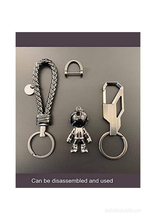 Veilaeje Astronaut Keychains for Car Keys ，Spacemen Car Key Chain Ring，Leather Keychain for Men